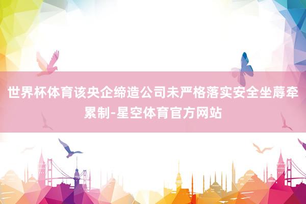 世界杯体育该央企缔造公司未严格落实安全坐蓐牵累制-星空体育官方网站
