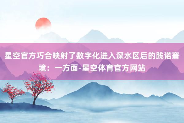 星空官方巧合映射了数字化进入深水区后的践诺窘境:一方面-星空体育官方网站